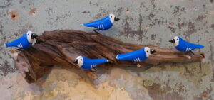 Bluebirds on Driftwood