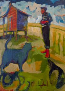 Ellen Langford, With A Blue Cat, SOLD